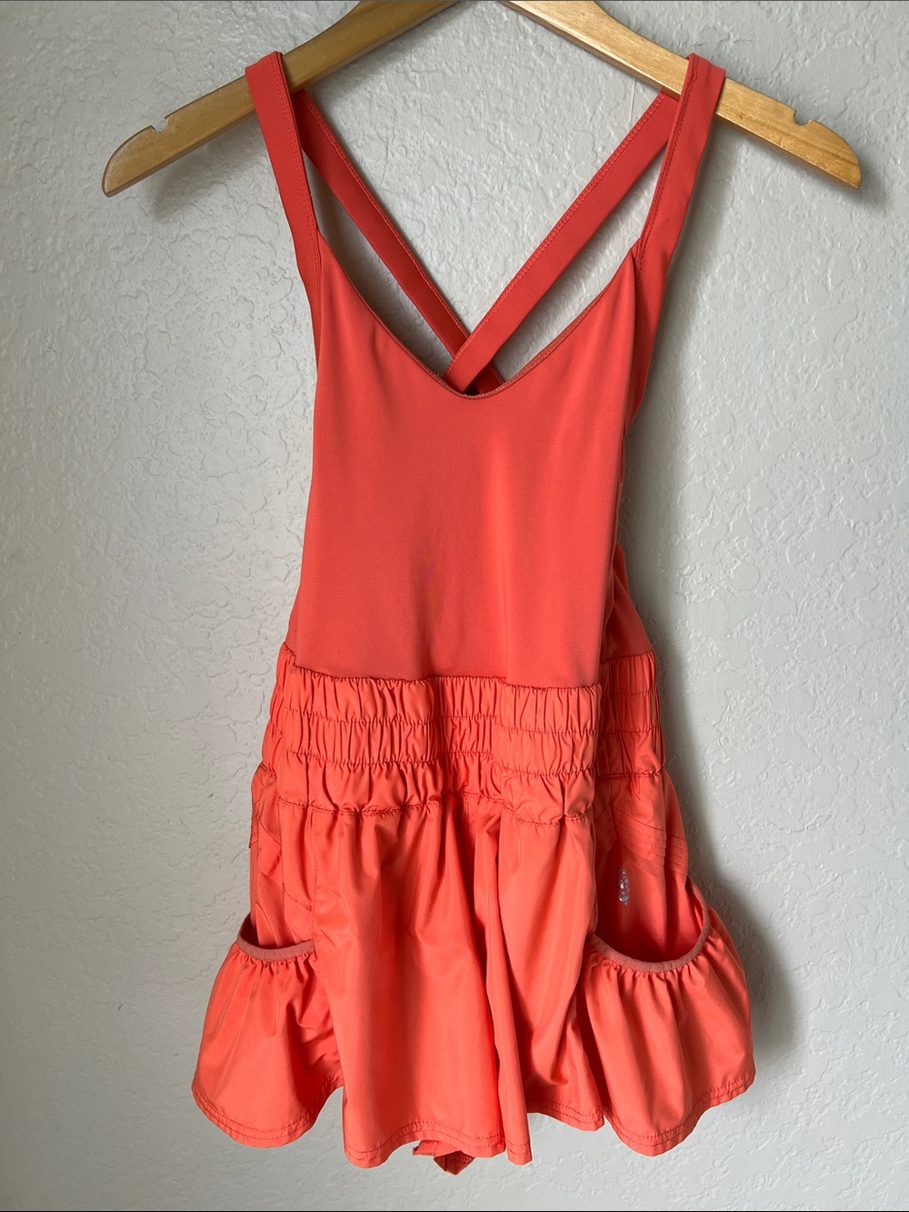 Free people movement get your flirt on orange shorts romper XS - Picture 3 of 10